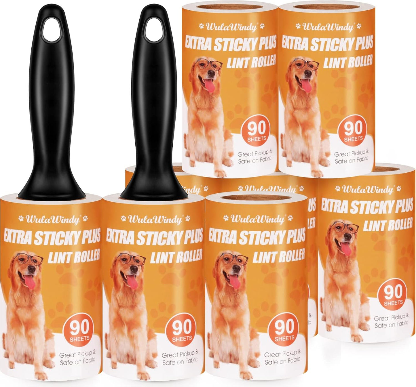 WulaWindy Lint Roller for Pet Hair, Extra Sticky Lint Rollers Pet Hair Remover for Clothes, Work Great on Pet Hair Value Pack (4 Pack)