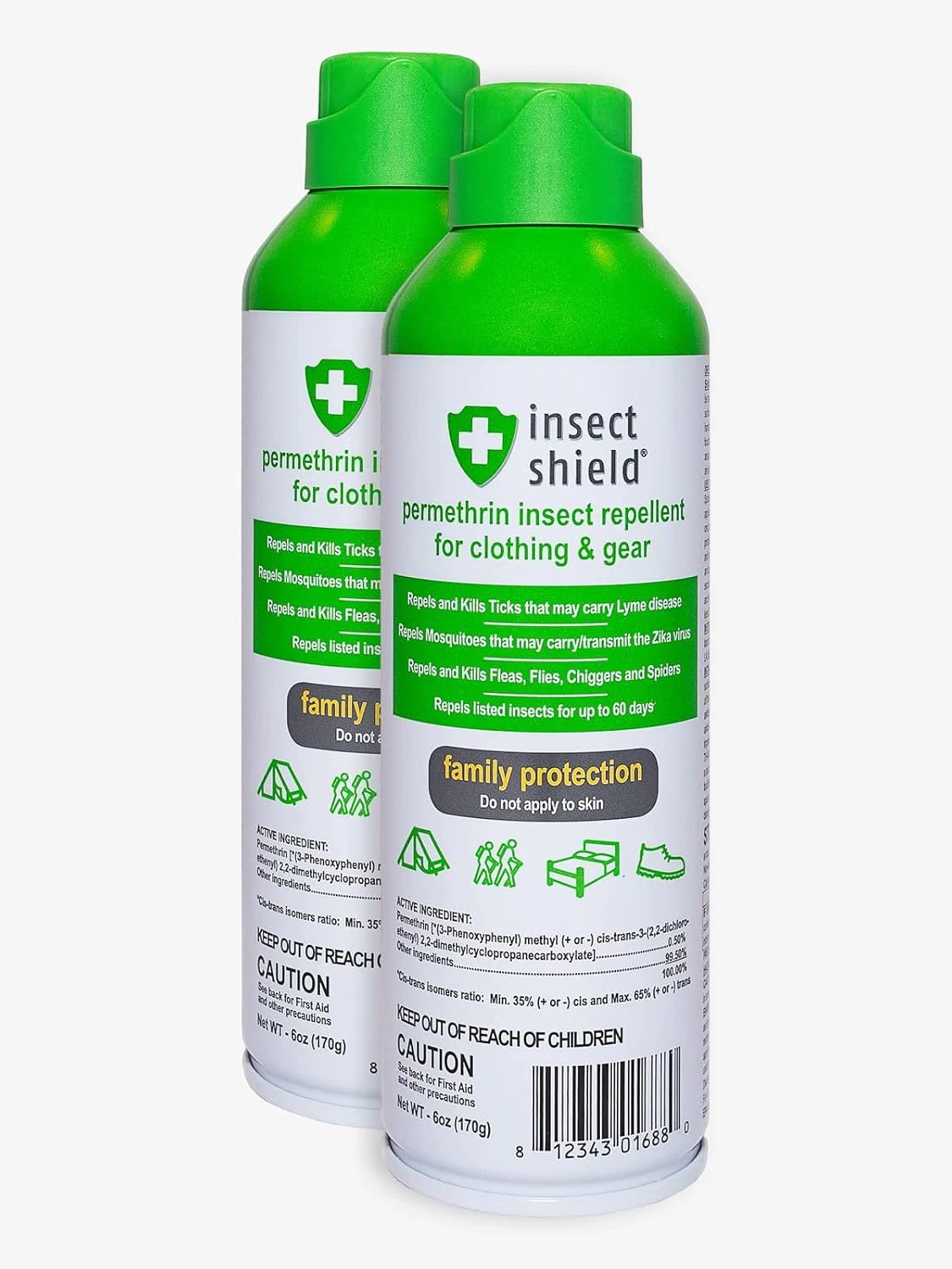 Insect Shield Premium Permethrin Spray - Tick, Flea, Fly, Mosquito, Chigger, Spider & Bed Bug Repellent for Clothing, Gear, Furniture, & Tents, Last up to 60 Days, Clear, 6 Oz Aerosol