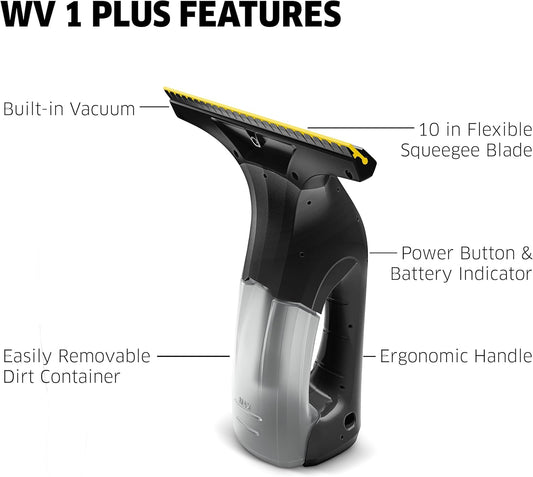 Kärcher WV 1 Electric Window Vacuum Squeegee 10" - Perfect for Showers, Mirrors, Glass, and Countertops - Electric Squeegee