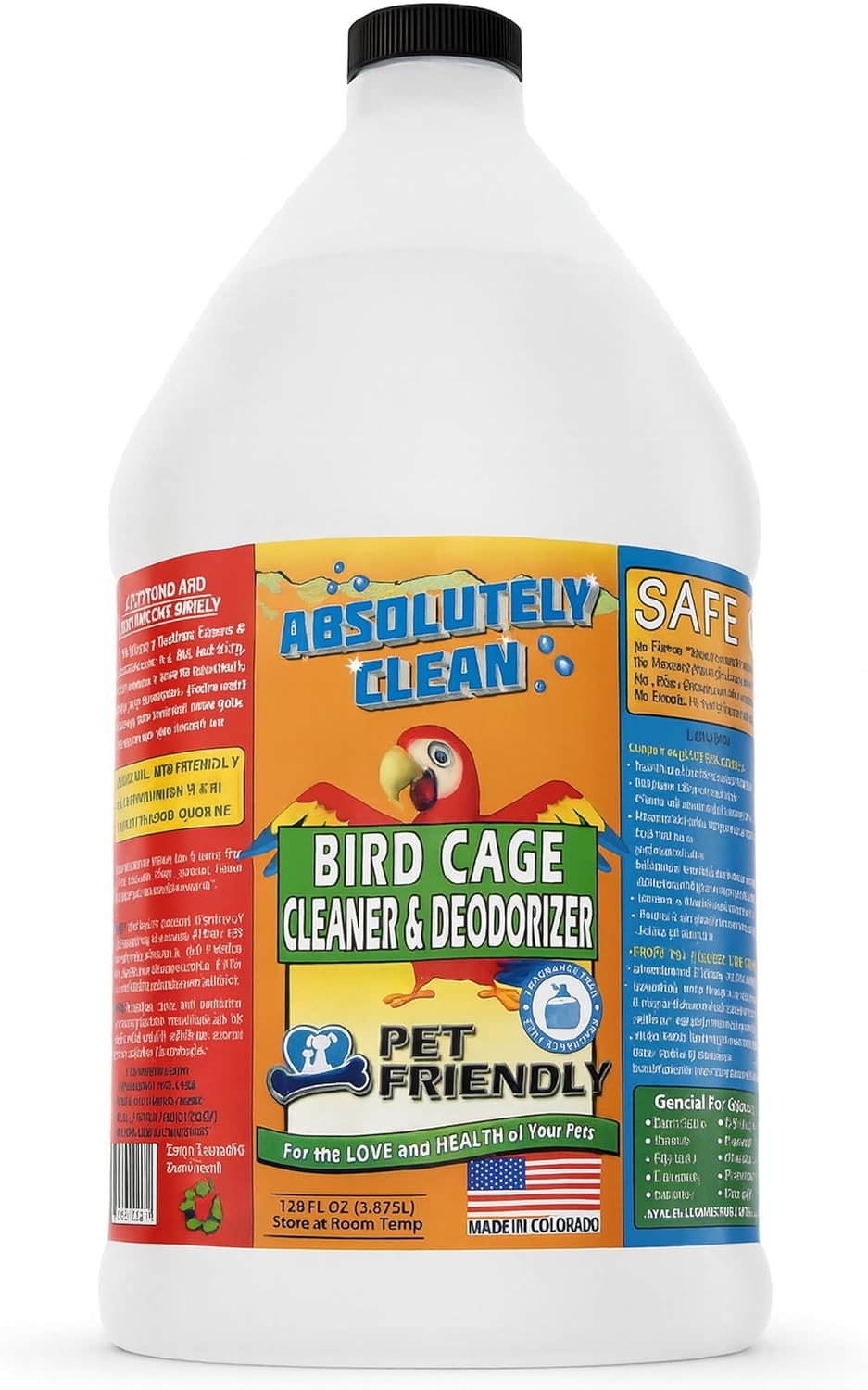Absolutely Clean Amazing Bird Cage Cleaner and Deodorizer - Just Spray/Wipe - Safely & Easily Removes Bird Messes Quickly and Easily - Made in The US - Fragrance Free (16oz Pack of 1)