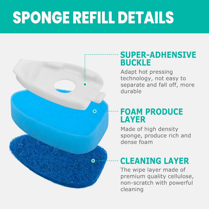 Dishwand with Refills, Dish Wand with Handle Replacement Sponge Heads, Non Scratch Soap Control Leak-Proof Dispenser Scrub,Heavy Duty Advanced Scrubber Brush Pads for Cleaning Dishes Sink Washing Tool