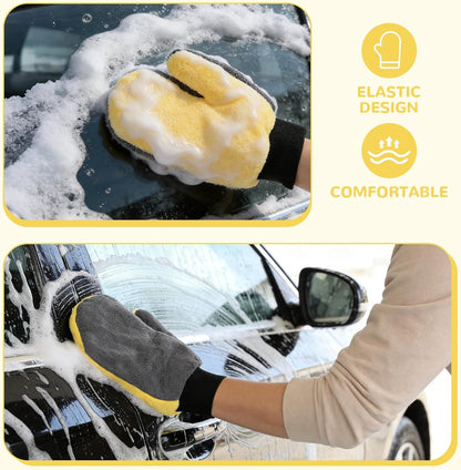 12 Pcs Paint Mitt Gloves Cleaning and Dusting Mitt with Thumb Painter and Decorating Gloves Reusable Coral Fleece Car Wash Mitt Deck Stain Applicator for Painter Decorators