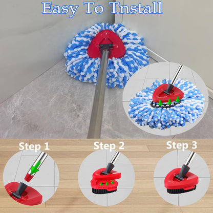 Mop Heads Replacement Handle for Ocedar RinseClean 2-Tank System, 2 Microfiber Mop Refills, 1 Mop Handle (30-58in Adjustable 4-Section Pole), 2 Scrub Brush, 1 Spin Base for O Cedar RinseClean