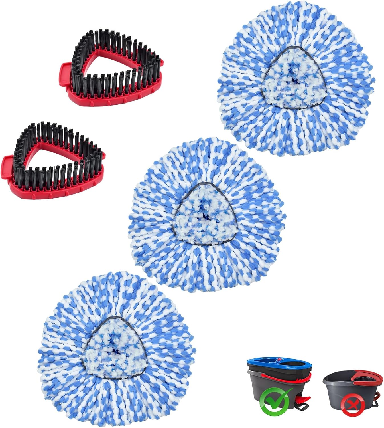 Mop Heads Replacement for Ocedar, Mop Replace Head for Ocedar EasyWring 1 Tank, Microfiber Spin Mop Refills, Include 5 Spin Mop Replacement Head Deep Cleaning Machine Washable with 2 Scrubber Mop Head