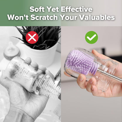 Haakaa Silicone Cleaning Brush - Baby Bottle Brush Cleaner for Breast Pump,Nipple,Breast Milk Storage Bag - Food Grade Silicone - 1 Count - Grey