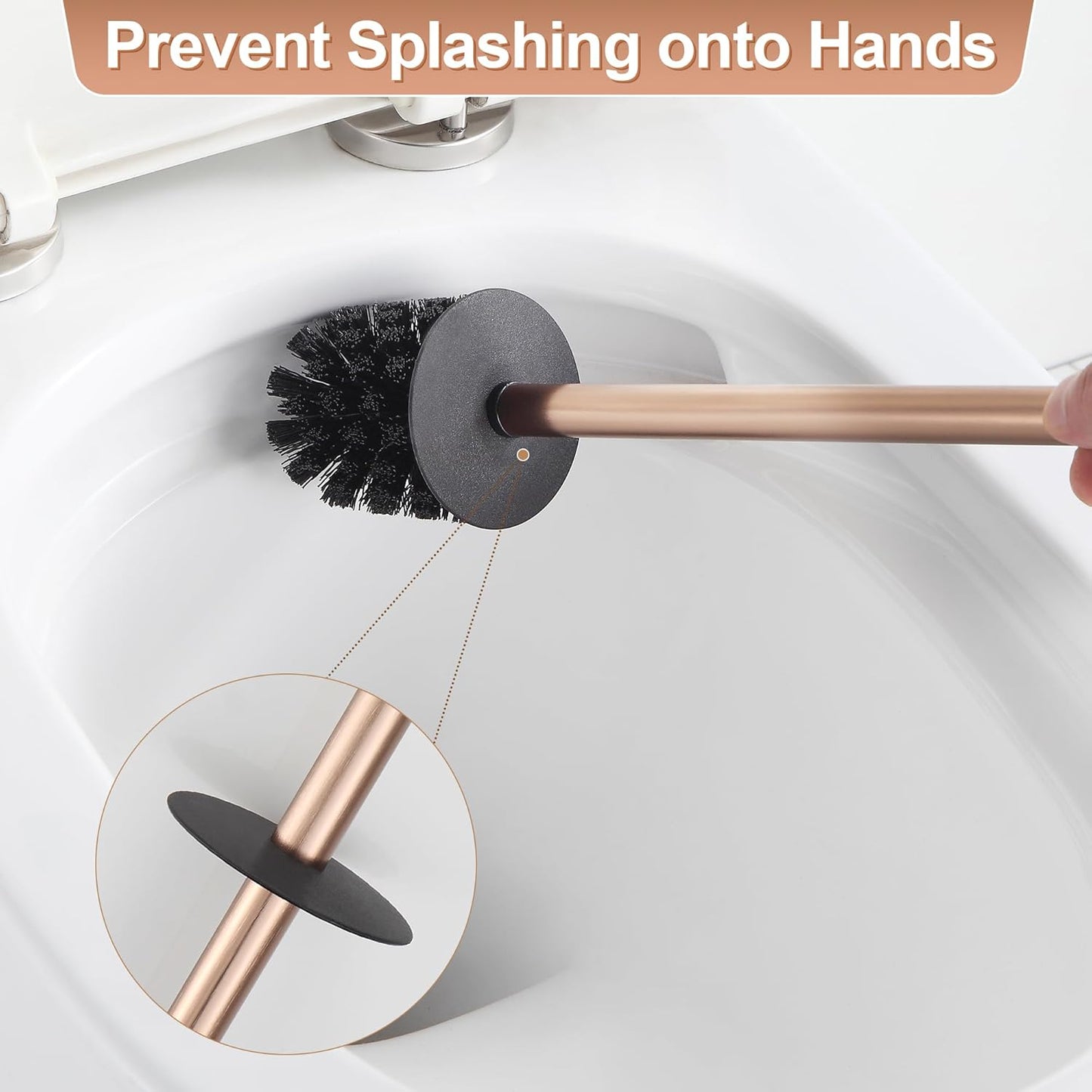 BVL Toilet Brush and Hoder Set Brushed Gold Freestanding for Bathroom
