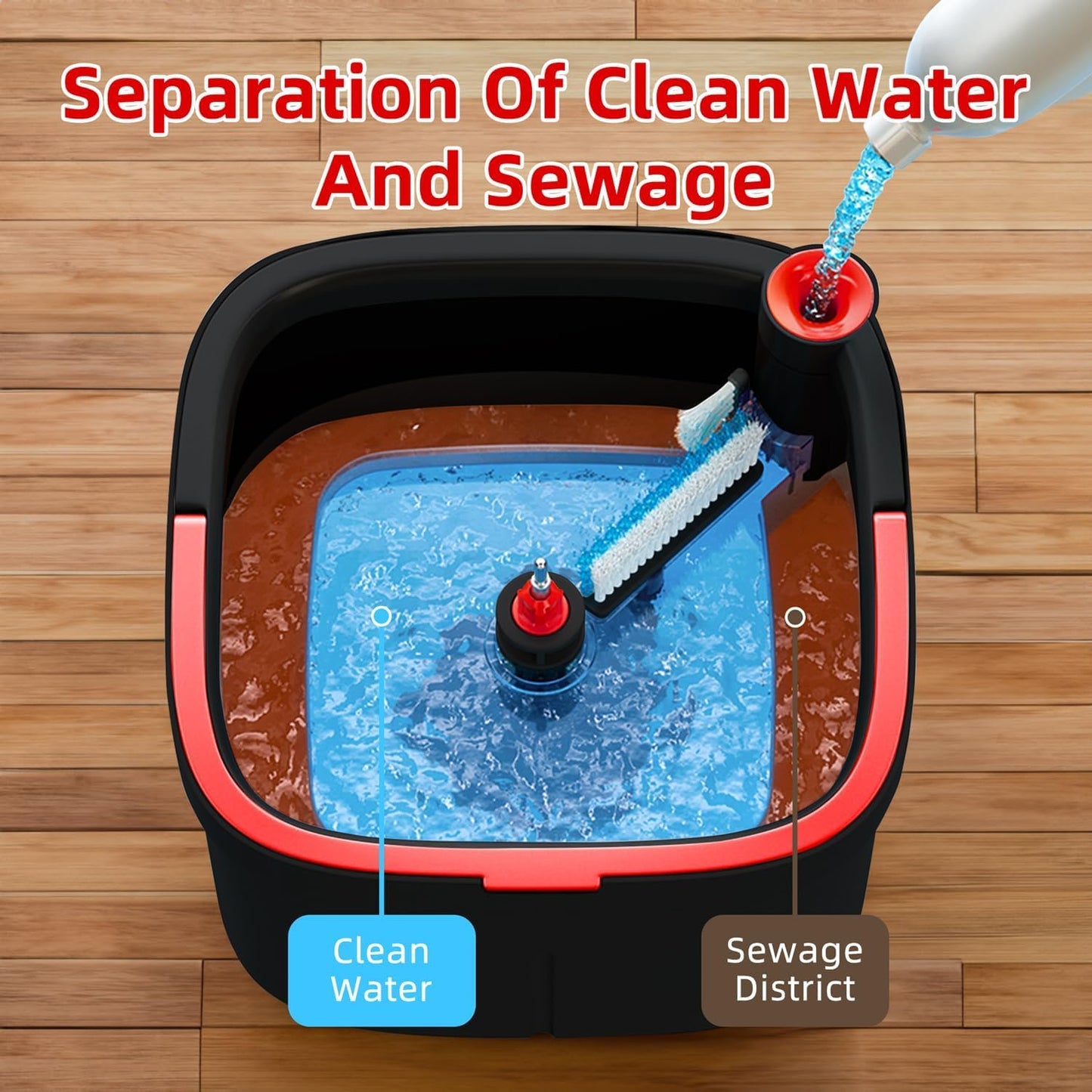 Spin Mop and Bucket Set with Self Separation Dirty and Clean Water System Self Wringing 360° Rotating Clean Mop-Head for Hardwood Tile Marble Floors (Mop Set with 6 Pads)-Grey