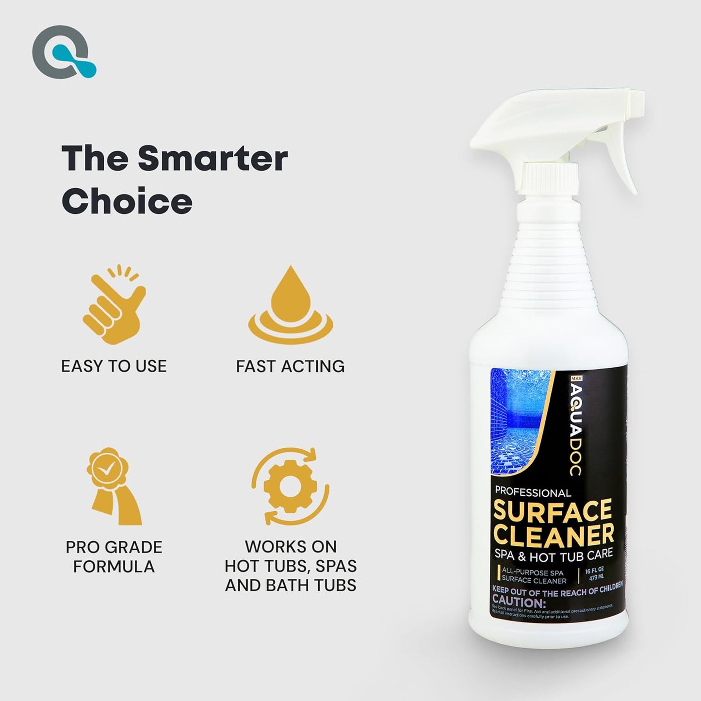 Hot Tub Cleaner Spray 16oz - Spa Surface Cleaner for Hot Tub Chemical Made in the USA - AquaDoc
