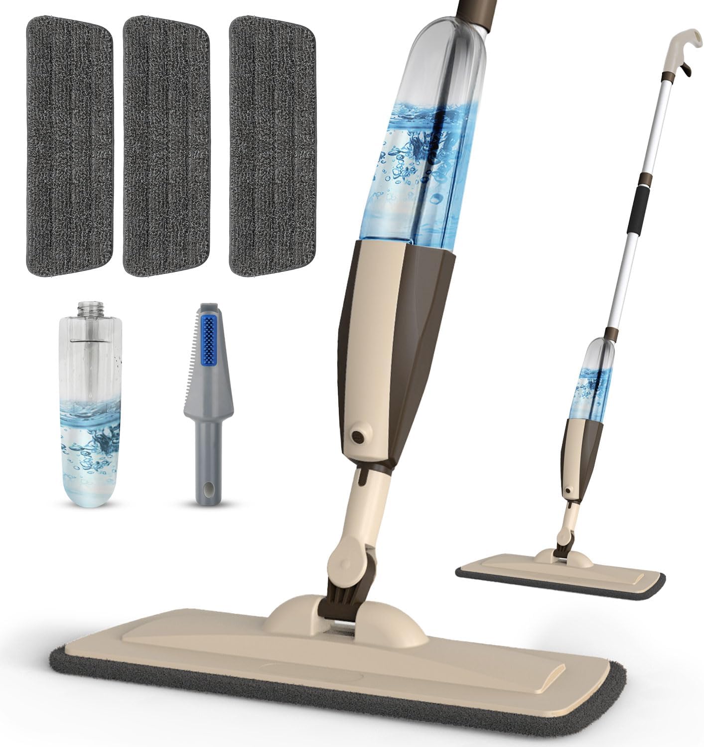 Mops for Floor Cleaning Wet Spray Mop with 14 oz Refillable Bottle and 2 Washable Microfiber Pads Home or Commercial Use Dry Wet Flat Mop for Hardwood Laminate Wood Ceramic
