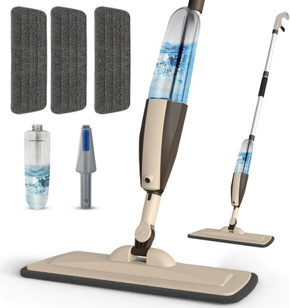 Mops for Floor Cleaning Wet Spray Mop with 14 oz Refillable Bottle and 2 Washable Microfiber Pads Home or Commercial Use Dry Wet Flat Mop for Hardwood Laminate Wood Ceramic