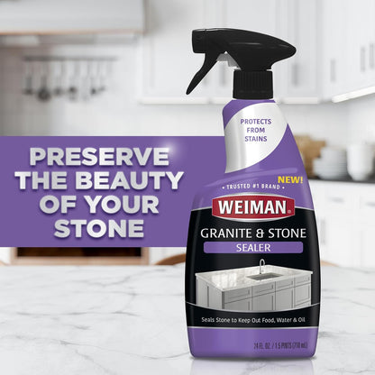 Weiman Disinfectant Granite Daily Clean & Shine (2 Pack with Polishing Cloth) Safely Clean Disinfect and Shine Granite Marble Soapstone Quartz Quartzite Slate Limestone Corian Laminate Tile Countertop
