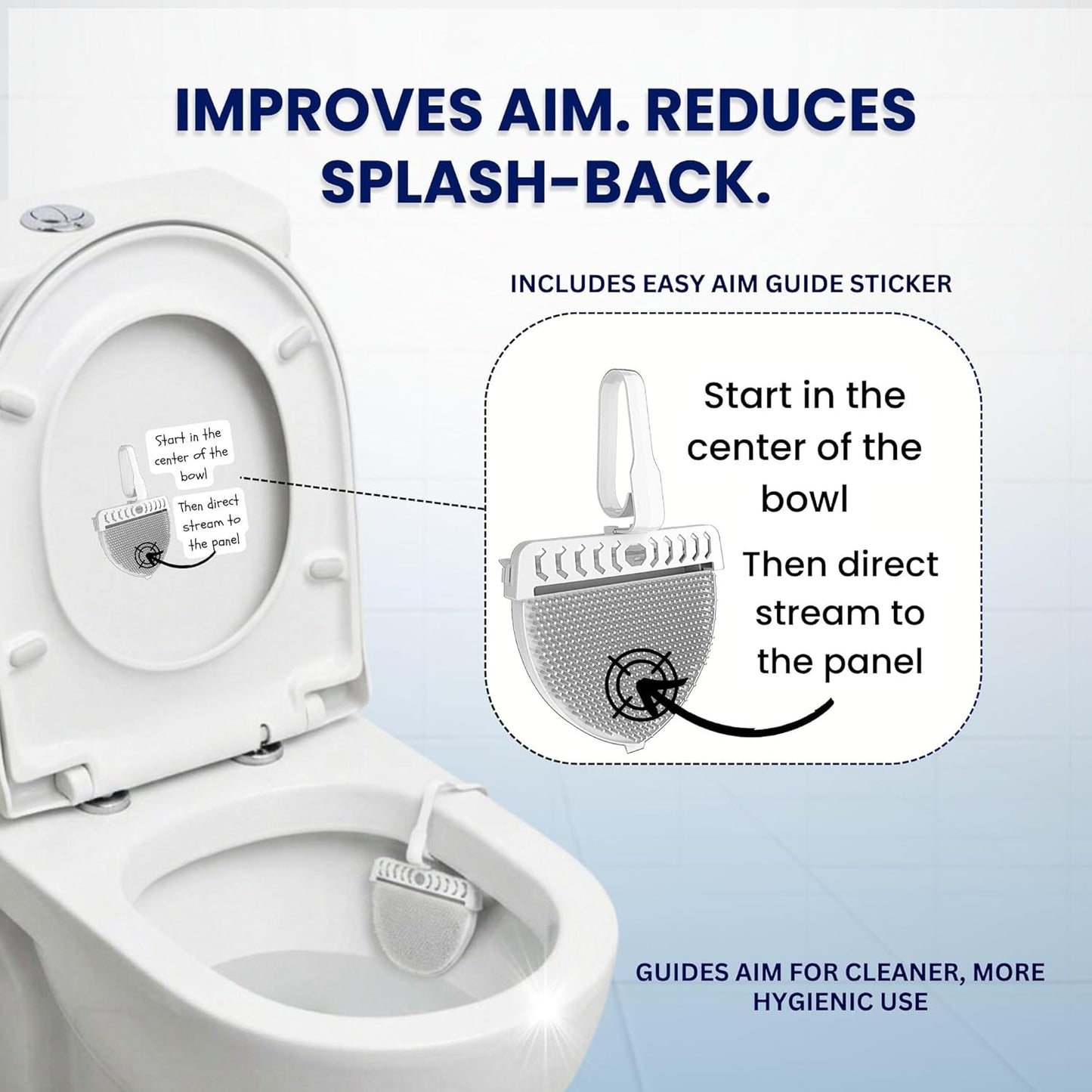 Toilet Clip-On Splash Guard & Deodorizer – Reduces Urine Splash-Back, In-Bowl Odor Control, Long-Lasting Fresh Scent, Turns Water Blue, Fits Most Toilets (4 Pack, Flowers)