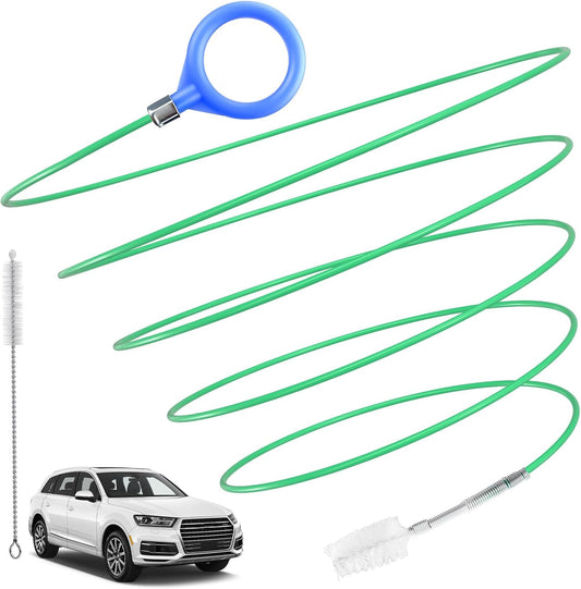 ecocstm Auto Sunroof Drain Cleaning Tool, 120 Inch Flexible Drain Brush, Sunroof Drain Cleaner with Pipe Cleaning Brush, Syringe Hose and Crevice Brush, Cleaning Tool for Drains, Sewers, Windshields
