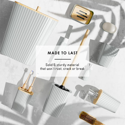 Clara Clark Bathroom Set - Sage Green Bathroom Accessories Set, 6PC Bathroom Accessory Set, Bathroom Sets with Toilet Brush, Trash Can & Soap Dispenser