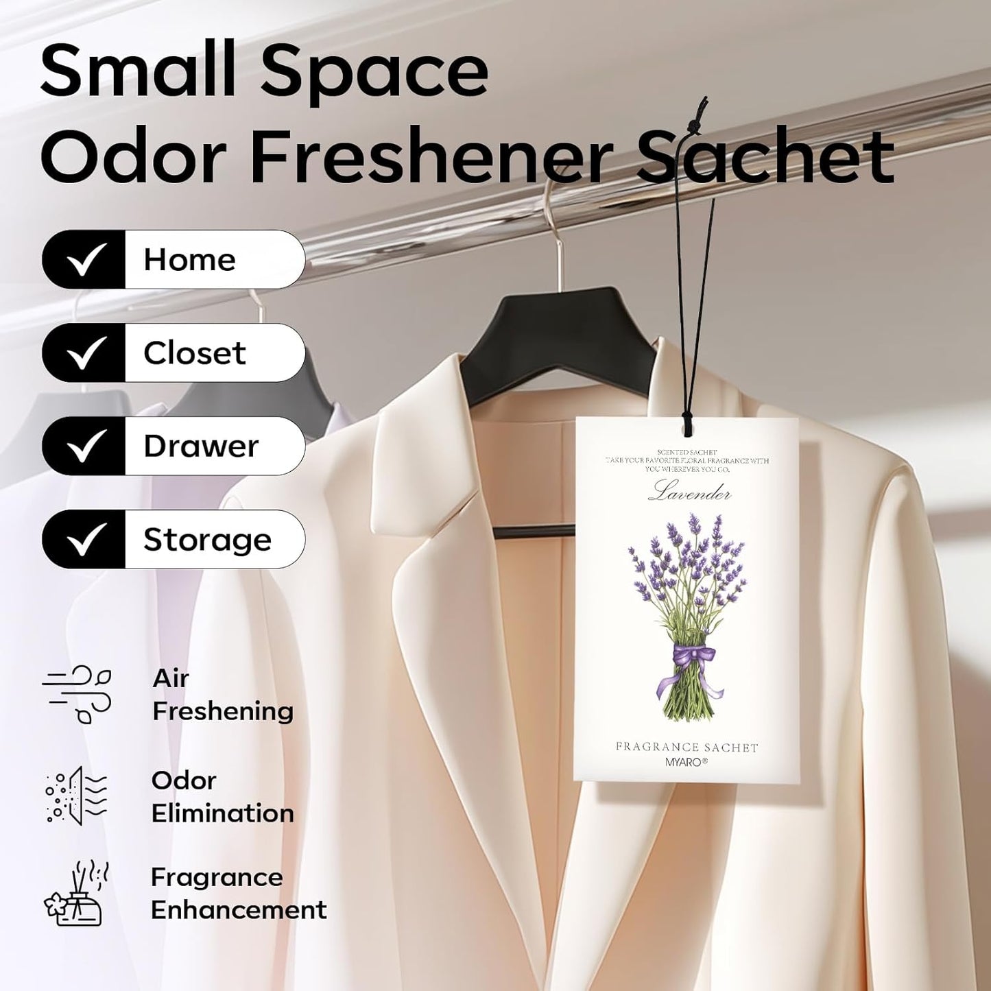 MYARO 12 Pack Fresh Linen Scented Sachets for Drawer, Closet & Car Air Freshener Bags | Odor Eliminator & Fabric Refresher | Crisp, Clean Home Fragrance Gift Set