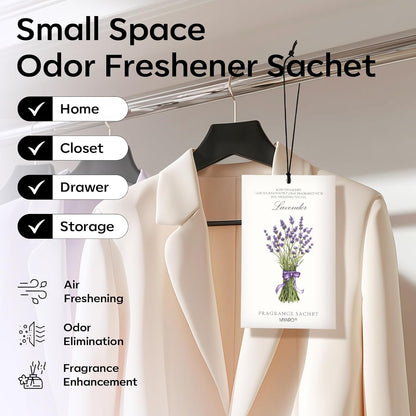 MYARO 12 Pack Fresh Linen Scented Sachets for Drawer, Closet & Car Air Freshener Bags | Odor Eliminator & Fabric Refresher | Crisp, Clean Home Fragrance Gift Set