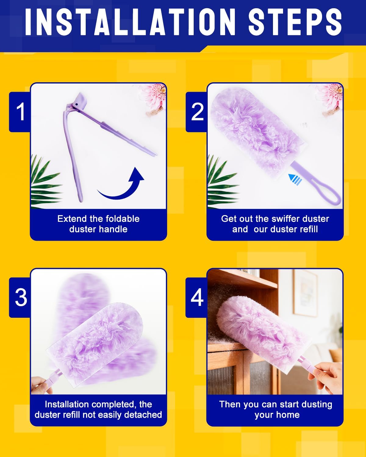 20 Count Duster Refill Compatible with Swiffer Hand Duster, Lavender Flavor Disposable Heavy Duty Duster Refills, Dusters Refills for Cleaning, Blinds & Ceiling Fan (Handle is Not Included)
