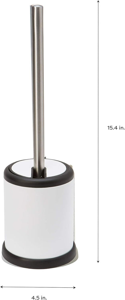 Bath Bliss Toilet Brush and Holder | Self Closing Lid | 360 Degree Brush Head | Bathroom Cleaning | Compact Size | Storage and Organization | Stainless Steel