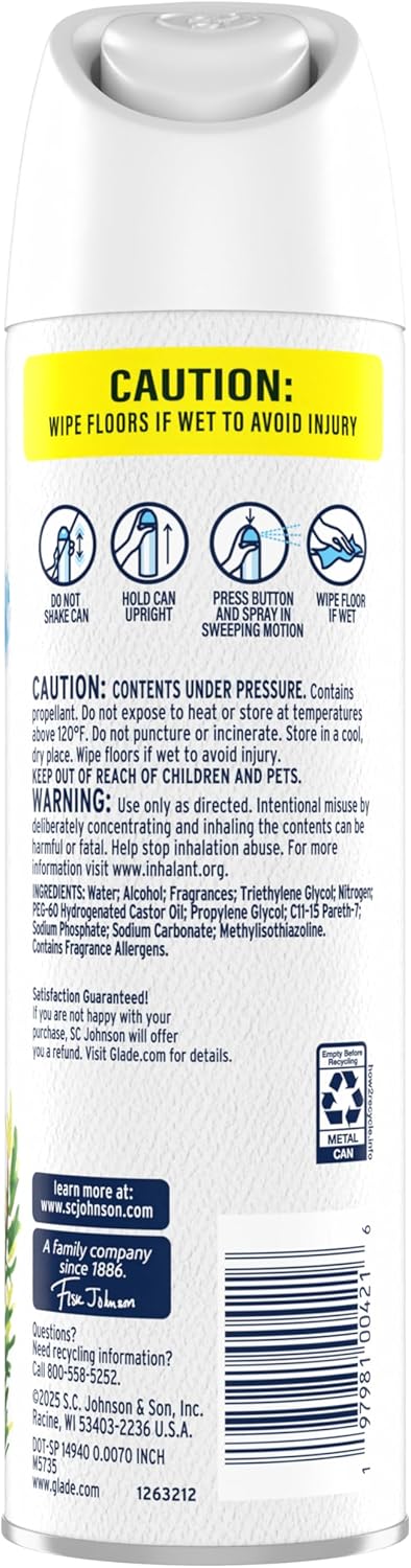 Glade Air Freshener Room Spray, Clean Linen Scent, Odor Fighting to Deliver Long Lasting Freshness, 7.3 Oz, 6 Count