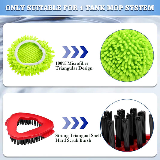 4 Packs Spin Mop Replacement Heads Compatible with Ocedar RinseClean 2-Tank System, 30-58" Mop Handle,Mop Scrub Brush and Base Combo Set,Mopping Refills Easy to Replace and Cleaning
