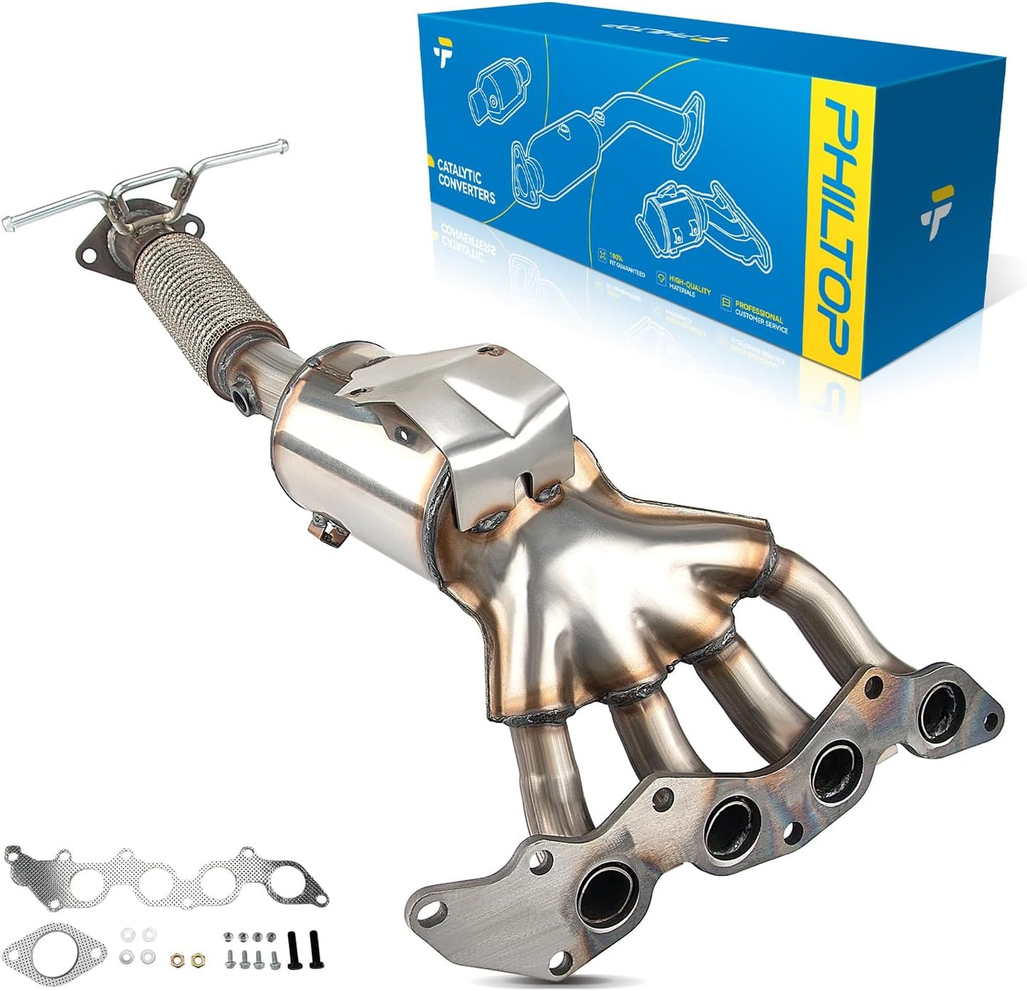 PHILTOP Left and Right Catalytic Converter Replacement For 2005-2010 300 2.7/3.5L V6 RWD, 2006-2010 Charger 2.7/3.5L V6 RWD, 2005-2008 Magnum 2.7/3.5L V6 RWD Replace 55434, 55433 (EPA Compliant) - Colors C
