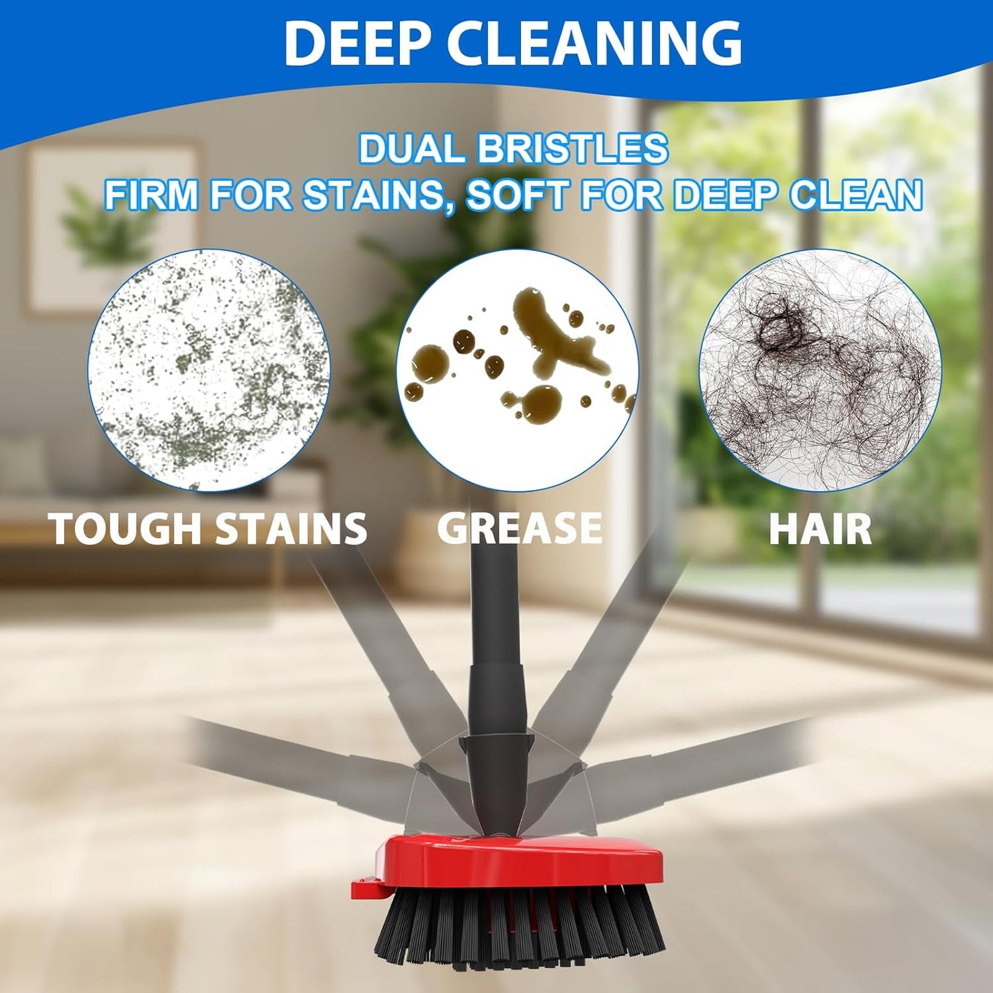 2 Pack Upgraded Spin Mop Replacement Scrub Brush Heads Compatible with Ocedar EasyWring 1 Tank,Full Bristle Scrubber Replace Great for Kitchen, Bathroom, Pools,Deck Hard Floor Cleaning