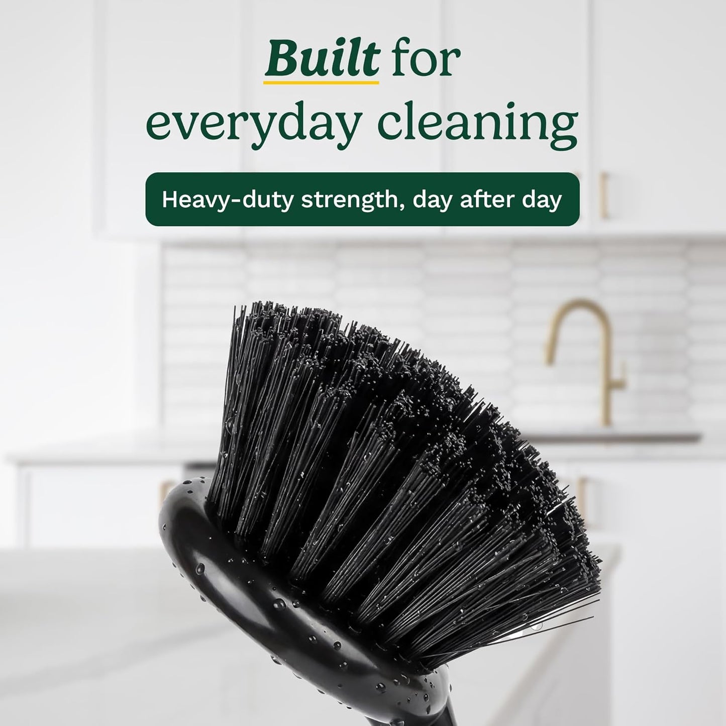Cuisinart Dish Brush with Handle 2 Pack – Kitchen Scrub Brush for Dishes, Pots & Pans, Non-Scratch Dish Scrubber, Firm Bristles for Sink & Cookware, Comfortable Grip for Everyday Cleaning