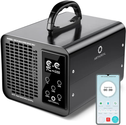 Airthereal MA10K-PRO SMART WiFi Ozone Generator - High Ozone Output Capacity Ozonator- Odor Remover, Deodorizer, Sterilizer - Adjustable Output and Timer Settings for Any Size Room - Black