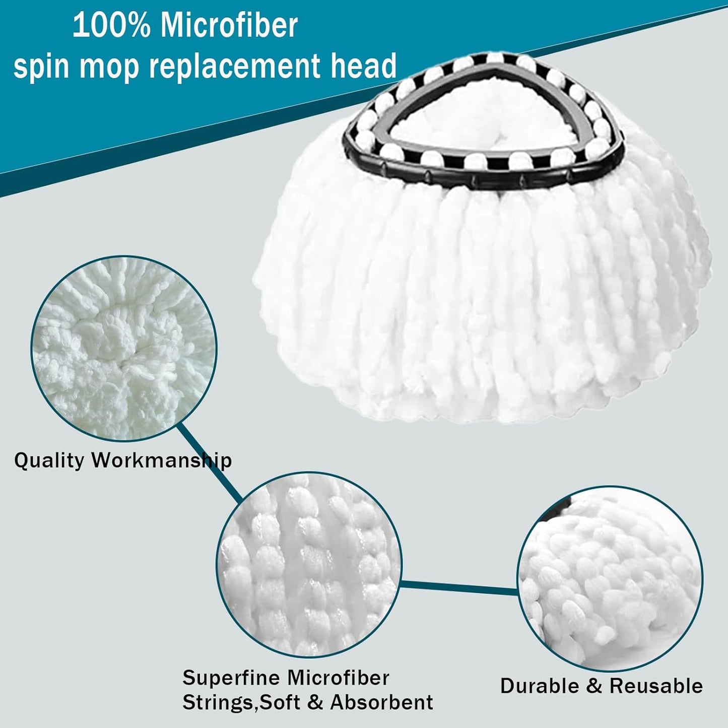 8-Pack Mop Heads Replacements for Ocedar EasyWring 1 Tank,Microfiber Spin Mop Refills, Deep Cleaning, Easy to Replace, Machine Washable