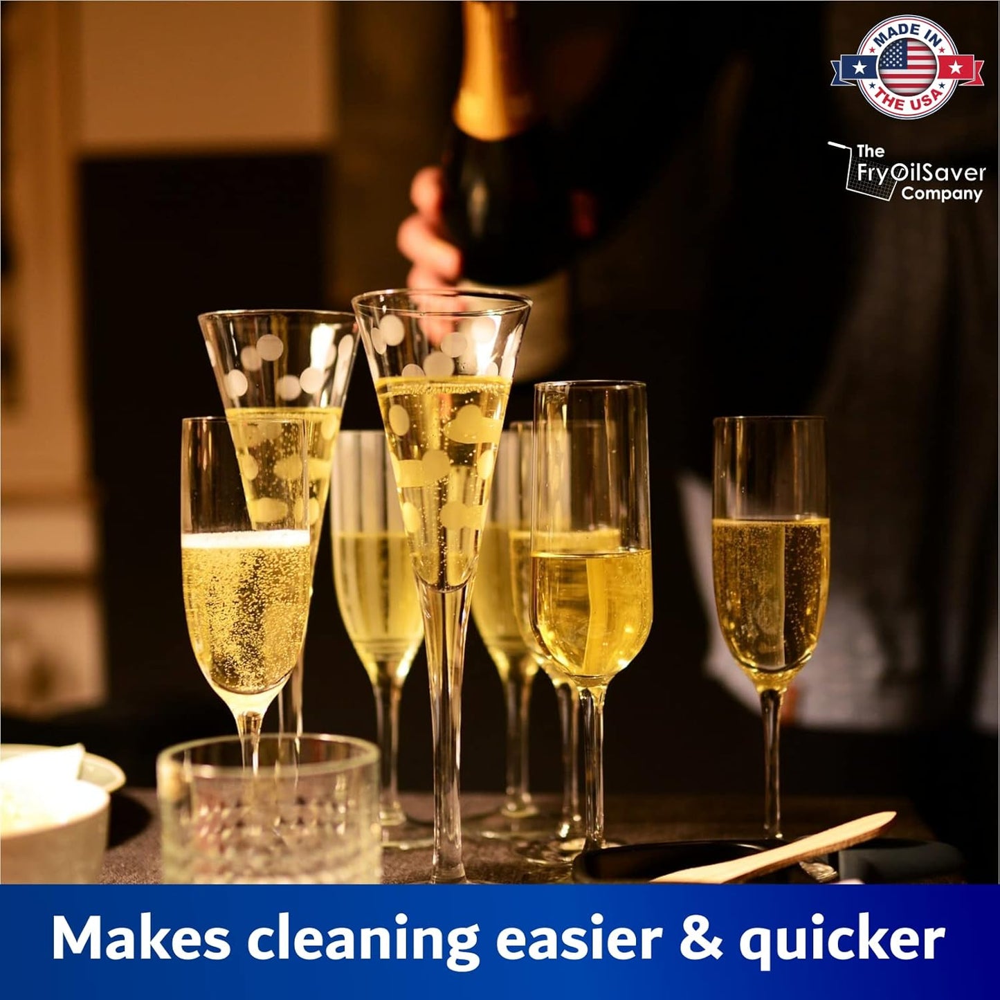 Flute and Stemware Wine Glass Cleaning Brush - Dishwasher Safe, Non-Scratch Flute Cleaner for Crystal Glasses, Champagne Glass, Goblet, Wine Decanter - for Bar & Restaurant by FryOilSaver - B61C