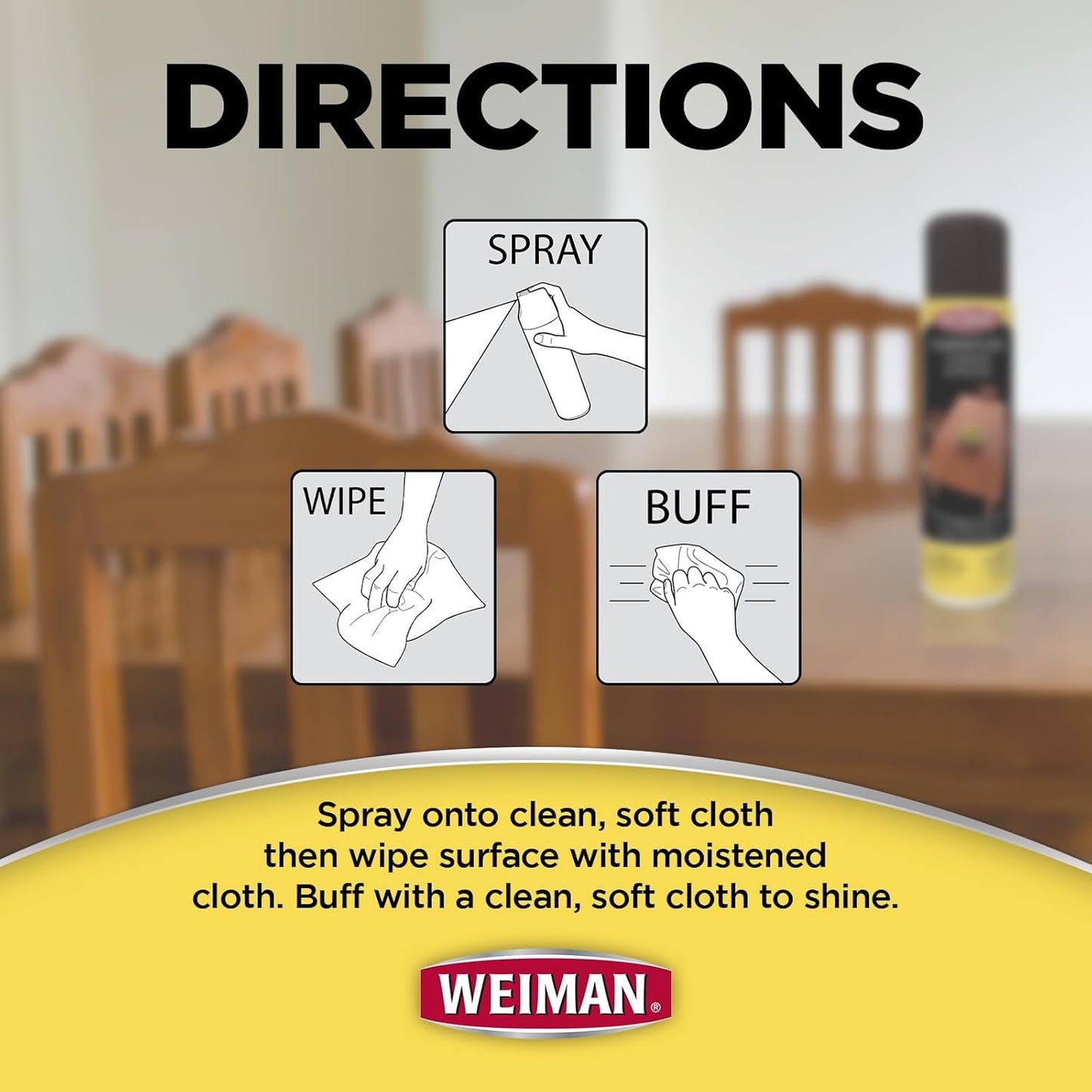 Weiman Wood Furniture Cleaner & Polish - Cleans, Shines & Protects Finished Wood Surfaces - 2 PACK with MicroFiber Cleaning Towel Included