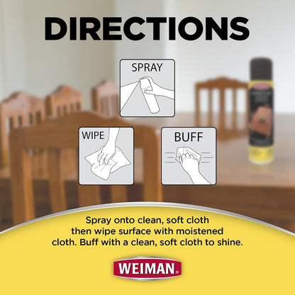 Weiman Wood Furniture Cleaner & Polish - Cleans, Shines & Protects Finished Wood Surfaces - 2 PACK with MicroFiber Cleaning Towel Included