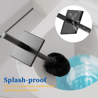RUACQ Toilet Brush and Holder Set,Square Toilet Bowl Brush for Bathroom with 304 Stainless Steel Handle Toilet Cleaner Brush with Durable Scrubbing Bristles,Splash-Proof (White)