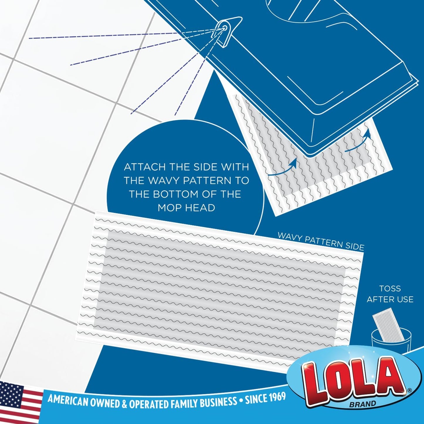 LOLA Dry Sweeping Cloth Refill Pads, 32 Pack, Unscented, Compatible with Swiffer Floor Mop, Comparable to Swiffer Refills, 11" x 8.13"