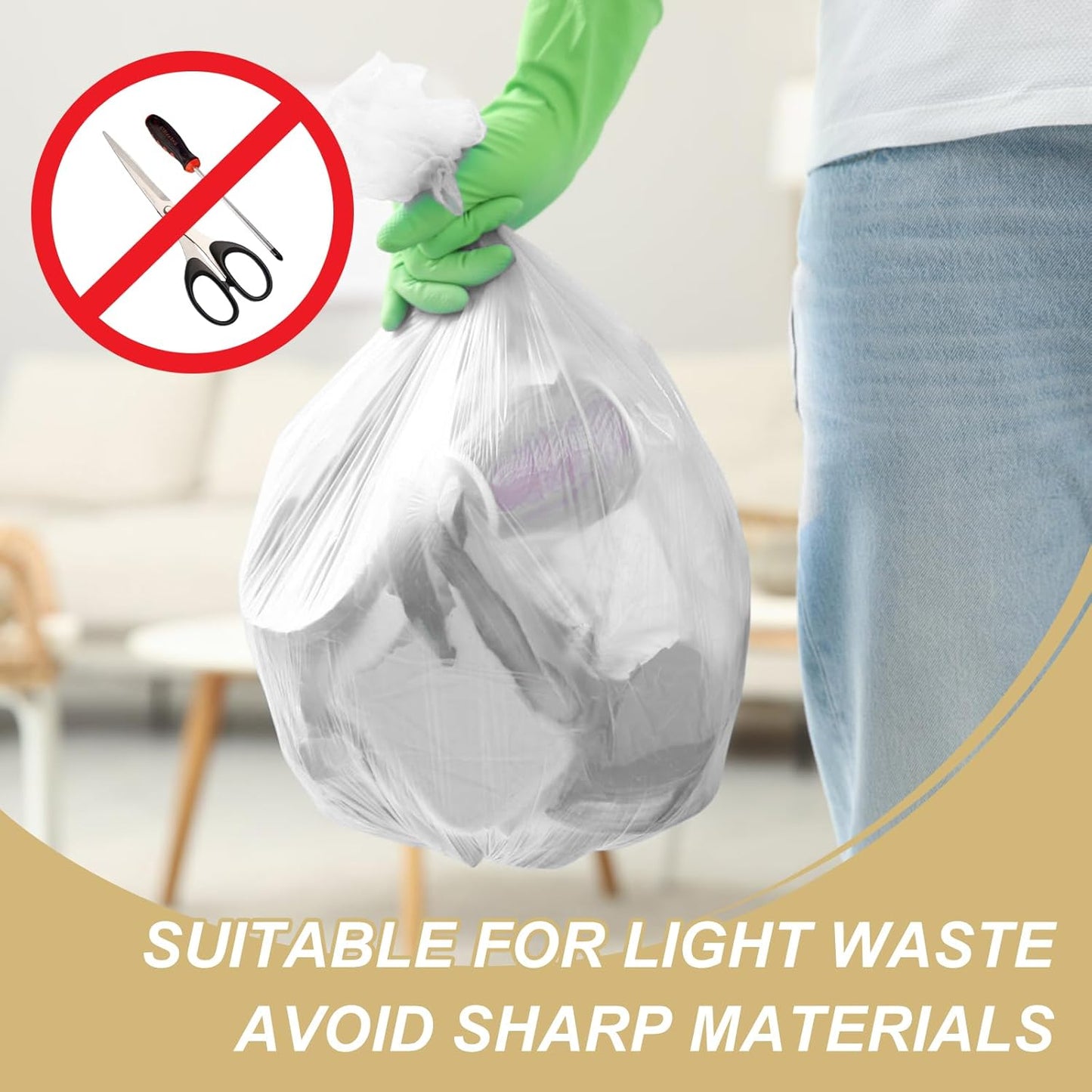 Magesh 4 Gallon Trash Bag Strong, Leakage-Free, Small Garbage Bags Unscented Thick for Bathroom, Office, Kitchen Small Trash Can, 15L, 105 Bags, Clear