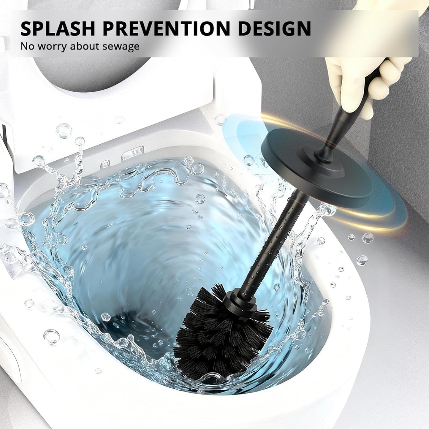 Premium 304 Stainless Steel Toilet Brush and Holder: Weighted Stable Base, Removable Inner Tube, Splash-Proof Design for 360° Thorough Cleaning & Space-Saving Storage,Nickel