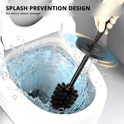 Premium 304 Stainless Steel Toilet Brush and Holder: Weighted Stable Base, Removable Inner Tube, Splash-Proof Design for 360° Thorough Cleaning & Space-Saving Storage,Nickel