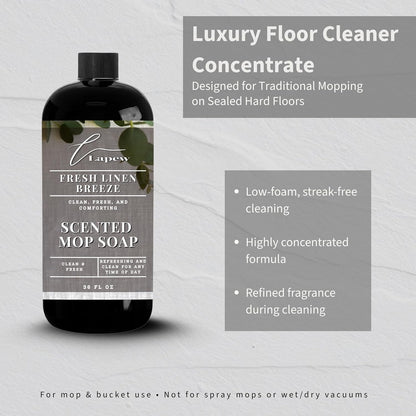 Lapew Santal Scented Mop Soap - Luxury Floor Cleaner Concentrate for Mopping Tile, Laminate, Vinyl & Hardwood | Streak-Free, Low-Foam | 36 oz - Colors A