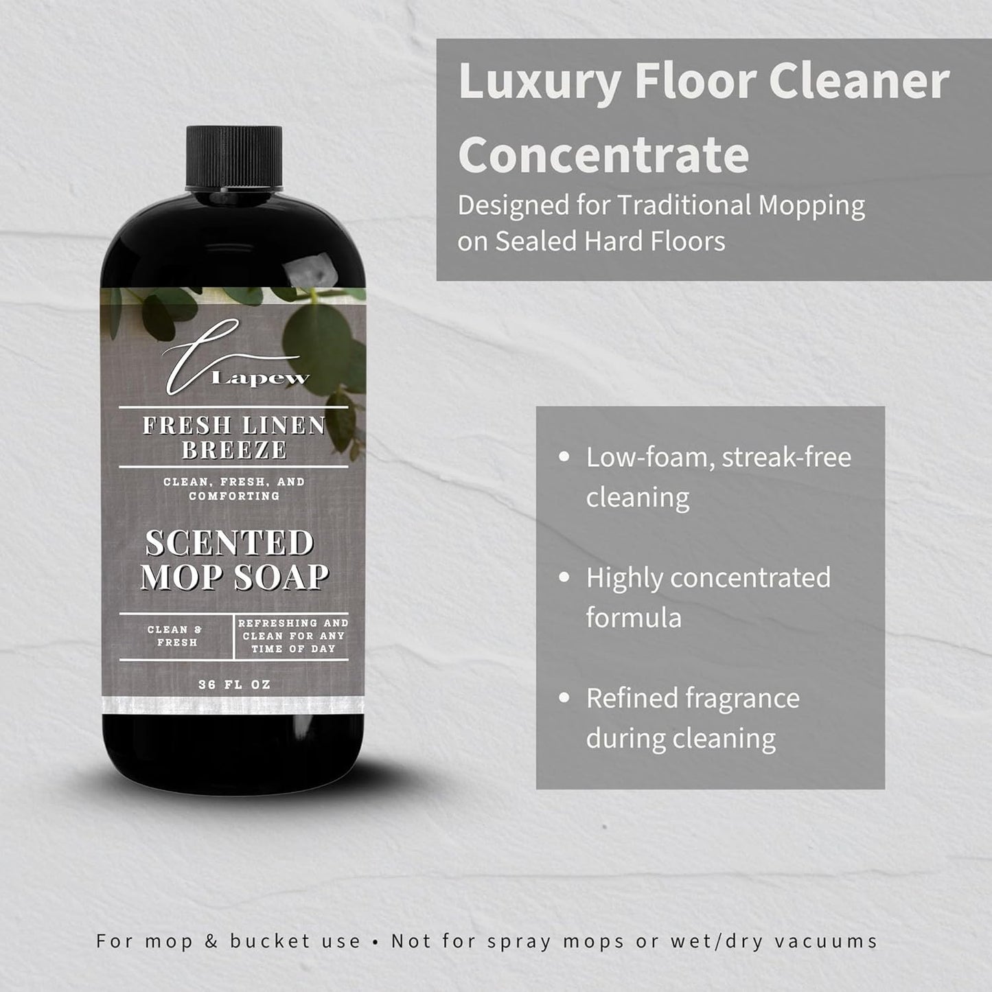 Lapew Baccarat Scented Mop Soap - Luxury Floor Cleaner Concentrate for Mopping Tile, Laminate, Vinyl & Hardwood | Streak-Free, Low-Foam | 36 oz - Colors A