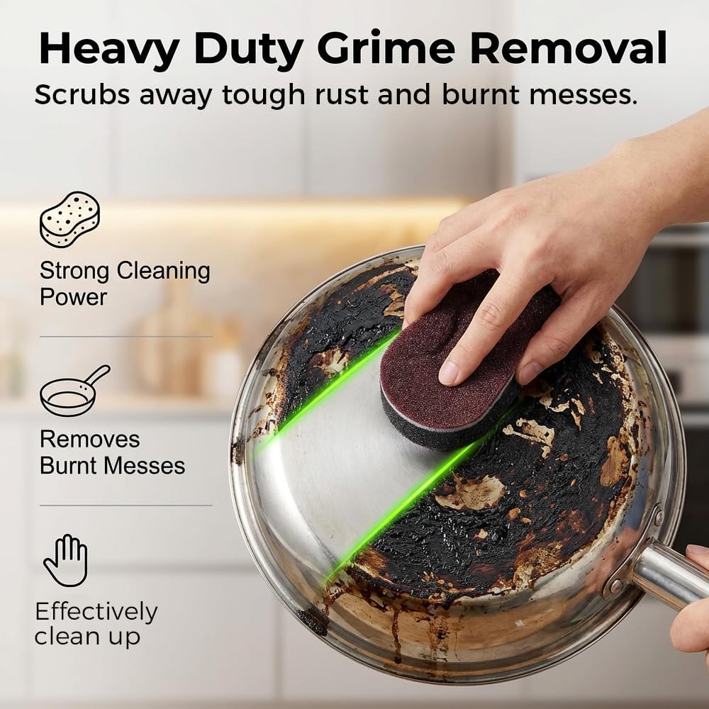 Magic Sponges Cleaning Eraser, Heavy-Duty Melamine Sponge Foam Pads, Multi-Functional Household Cleaning Kitchen Dish Sponge for Furniture, Bathroom, Bathtub,Sink,Floor,Baseboard,Wall Cleaner (5PCS)