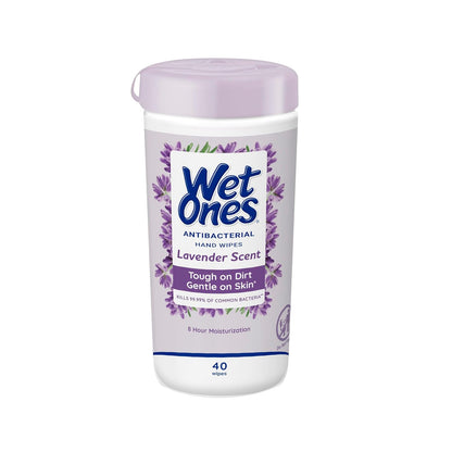 Wet Ones Antibacterial Hand Wipes, Lavender Wipes | Antibacterial Wipes, Moisturizing Wipes | 40 ct. Canister