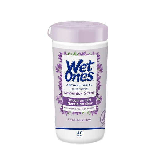 Wet Ones Antibacterial Hand Wipes, Lavender Wipes | Antibacterial Wipes, Moisturizing Wipes | 40 ct. Canister