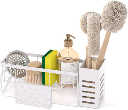 Kitchen Caddy Sink Organizer,Sponge Holder for Kitchen Sink,Dish Soap Dispenser,Kitchen Sink Accessories Countertop Organizer,Stainless Steel Sink Sponge Caddy Over the Sink Shelf