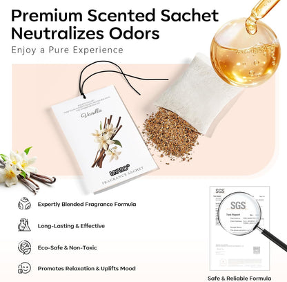MYARO 12 Pack Fresh Linen Scented Sachets for Drawer, Closet & Car Air Freshener Bags | Odor Eliminator & Fabric Refresher | Crisp, Clean Home Fragrance Gift Set