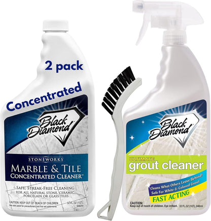 Black Diamond Stoneworks Marble & Tile Floor Cleaner Concentrate, pH Neutral, Streak-Free & No-Rinse Formula for Granite, Travertine, Limestone, Slate, Ceramic & Porcelain Floors (1 Quart)