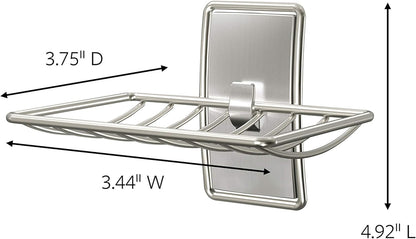 Command Soap Dish for Shower, Damage Free Hanging Bathroom Soap Dish, No Tools Bar Soap Holder, 1 Satin Nickel Soap Dish and 2 Water-Resistant Command Strips