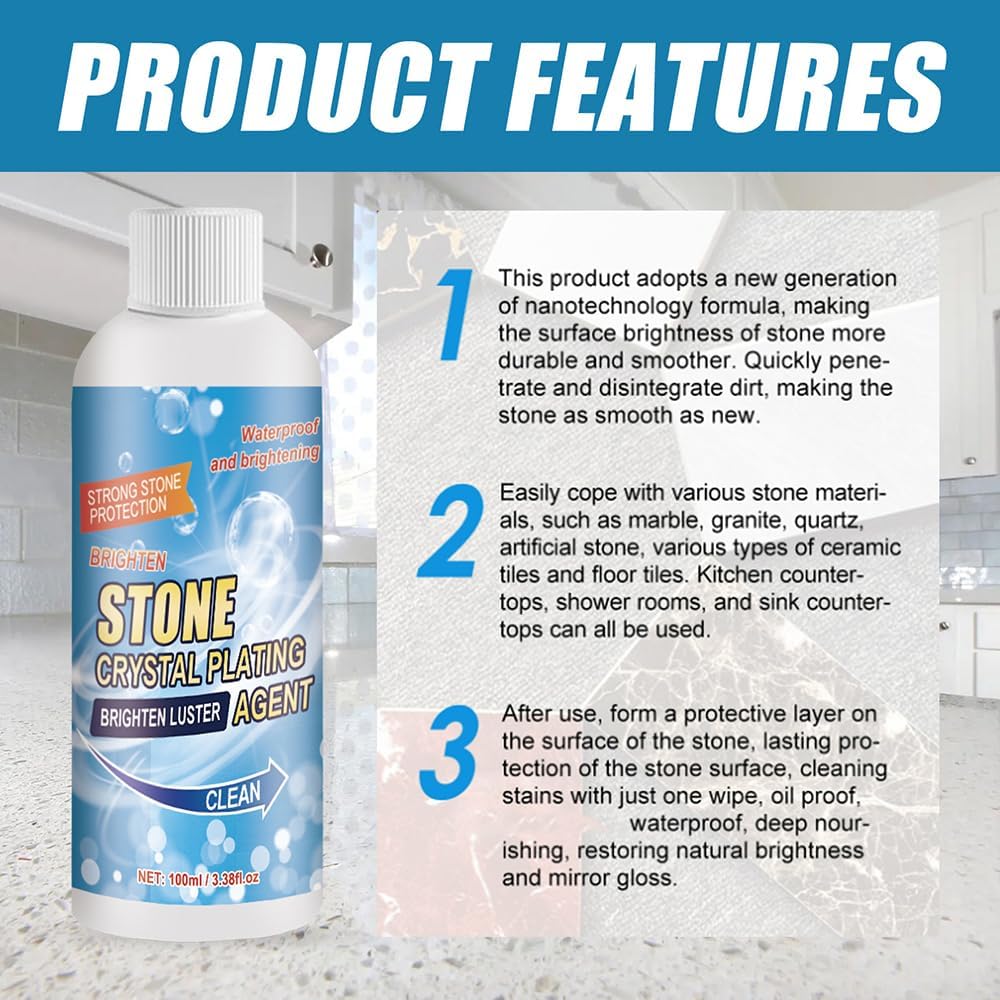 2 PCS Stone Crystal Plating Agent, Nano Stone Crystal Plating Agen, Marble Cleaner Stain Remover