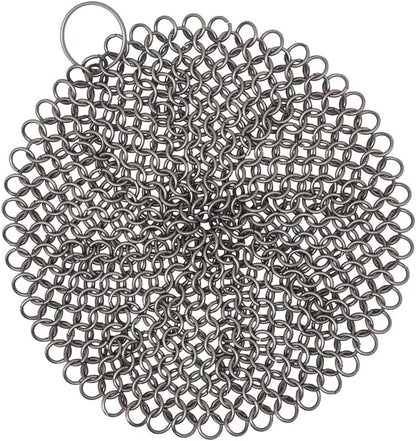 Chainmail Scrubber Cleaner 7.8" x 7.8" Premium 316L Stainless Steel Scrubber for Cast iron Pots,Pan, BBQ Grill, Wok and All Kitchenware Items - Stainless Steel