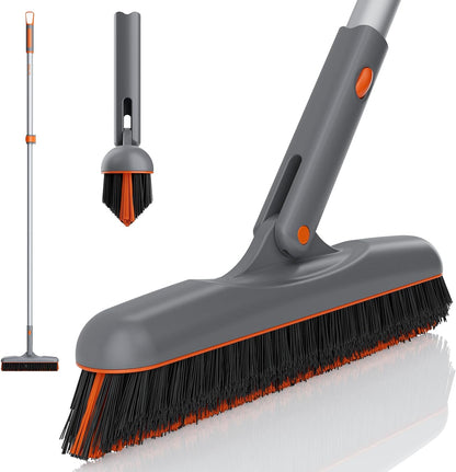Eazer Grout Brush with Long Handle, 180°Rotation Tile Grout Cleaning Brush, V-Shape Shower Scrubber Cleaner, Stiff Bristle for Cleaning Bathroom Tile Floors - 53in