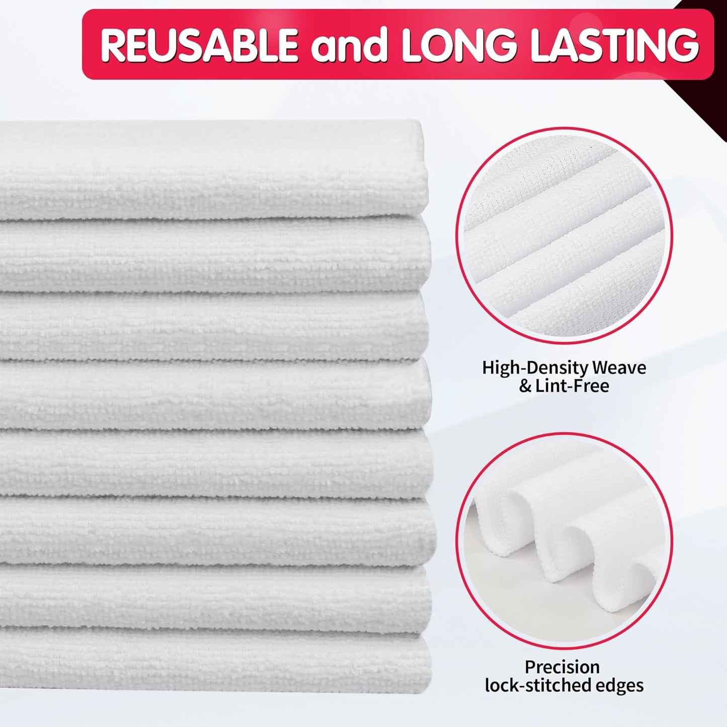 FIXSMITH Microfiber Cleaning Cloth - Pack of 8, Size: 12 x 16 in, Multi-Functional Cleaning Towels, Highly Absorbent Cleaning Rags, Lint-Free, Streak-Free Cleaning Cloths for Car Kitchen Home